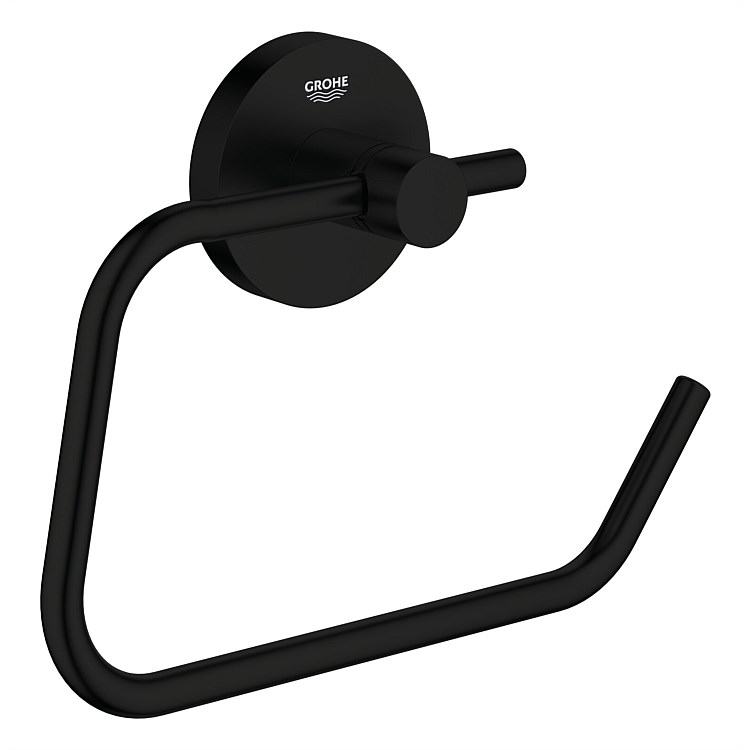 GROHE Essentials Toilet Roll Holder without Cover Matte Black GROHE Essentials Toilet Roll Holder without Cover Matte Black