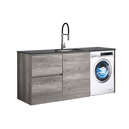 LeVivi Laundry Station 1930mm LH Drawers with Centre Door Charcoal Top Elm Cabinet