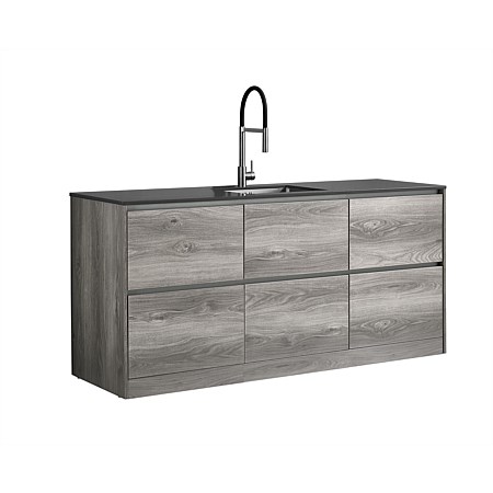 LeVivi Laundry Station 1930mm 6 Drawers Charcoal Top Elm Cabinet