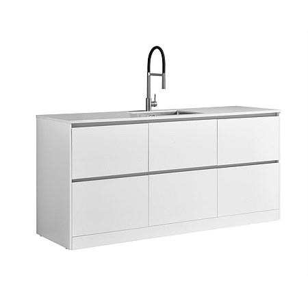 LeVivi Laundry Station 1930mm 6 Drawers White Top White Cabinet