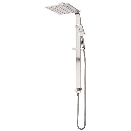 Voda Olympia Square Double Head Slide Shower Brushed Nickel