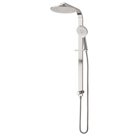 Voda Olympia Round Double Head Slide Shower Brushed Nickel