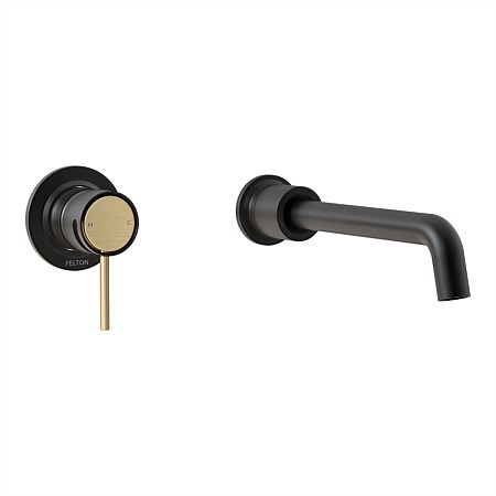 Felton Tate Wall Mounted Basin/Bath Mixer Matte Black/Brushed Gold