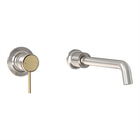 Felton Tate Wall Mounted Basin/Bath Mixer Brushed Nickel/Brushed Gold