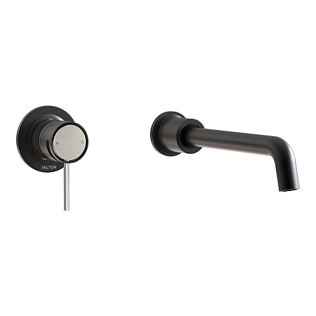 Felton Tate Wall Mounted Basin/Bath Mixer Matte Black/Brushed Nickel