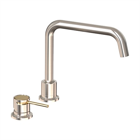 Felton Tate Deck Mounted Sink Mixer Brushed Nickel/Brushed Gold