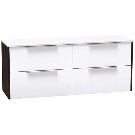 Clearlite Nikau Pro 1500mm Double Drawer Vanity Ultra Gloss White and Dark Oak