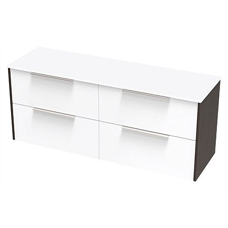 Clearlite Nikau Pro 1500mm Double Drawer Vanity Ultra Gloss White and Boarders Oak