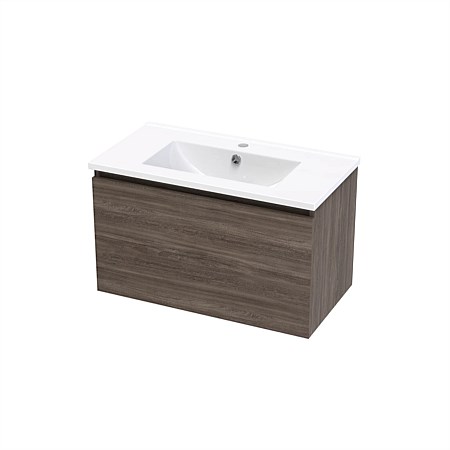 Clearlite Pinnacle Slim Single Drawer 750mm Wall-Hung Vanity Blackened Elm