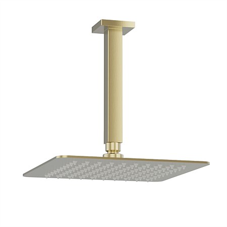 Plumbline Venice Square 250mm Ceiling Mount Rainhead Brushed Brass