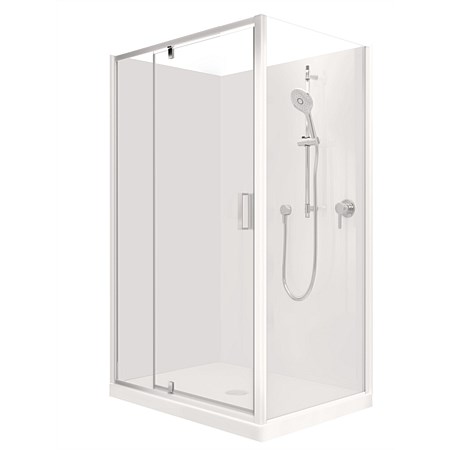 Englefield Azure II 1200 x 900mm 2 Sided Shower Enclosure - Flat Wall White Joinery Left Hand