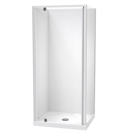 Clearlite Sierra 900mm 2 Sided Square Shower Enclosure Flat Wall | White Joinery