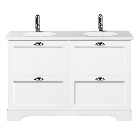 VCBC Burlington English Classic 1130 Floor Standing Double Bowl Vanity Matte White