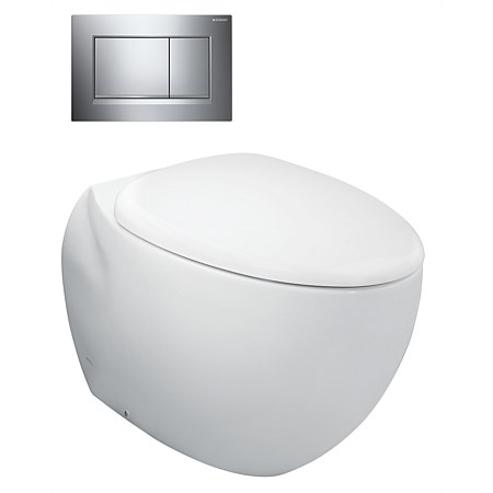 Toto Le Muse Wall-Faced P Trap Toilet Suite with Square Chrome Push Panel