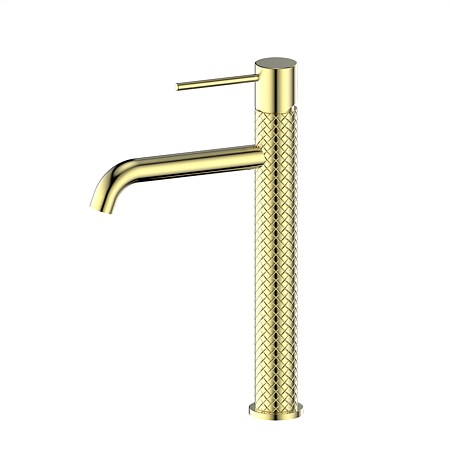 Greens Textura Tower Basin Mixer Brushed Brass