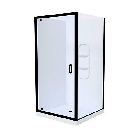 LeVivi Cabris 1000mm Square Moulded Wall Shower Enclosure Black