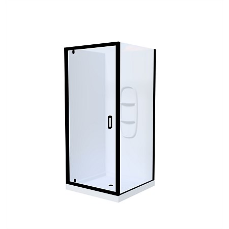 LeVivi Cabris 900mm Square Moulded Wall Shower Enclosure Black