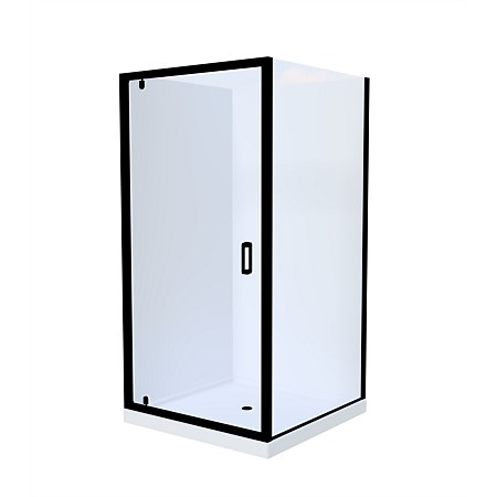 LeVivi Cabris 1000mm Square Flat Wall Shower Enclosure Black