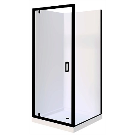LeVivi Cabris 1000mm Square Flat Wall Shower Enclosure Black