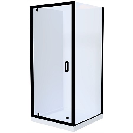 LeVivi Cabris 900mm Square Flat Wall Shower Enclosure Black