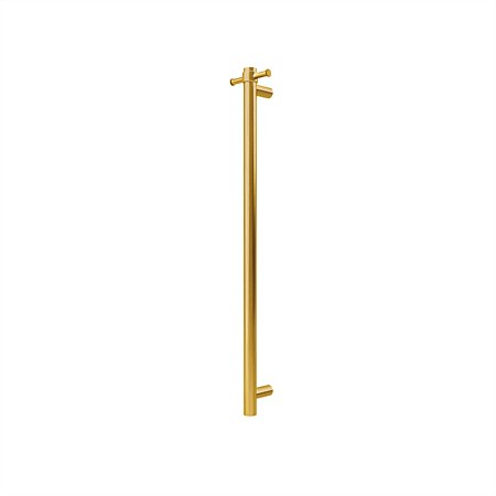 Tranquillity Round Vertical Heated Towel Bar 1000mm Brushed Brass