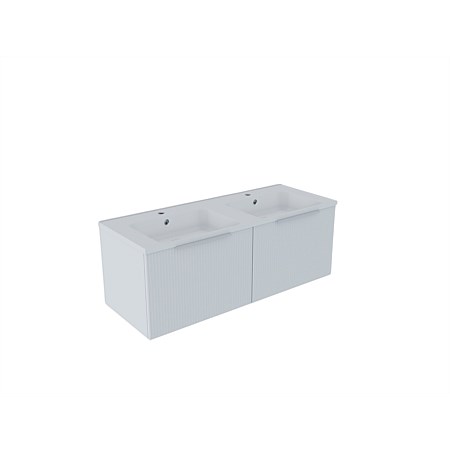 LeVivi Positano 1200 Wall-hung Vanity with 2 Drawers & Double Bowl Matt White