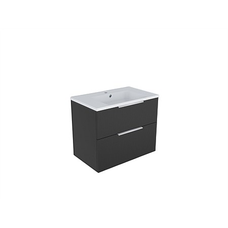 LeVivi Positano 750mm Wall-hung Vanity Double Drawer Matt Black