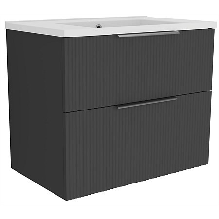 LeVivi Positano Vogue 750mm Wall-hung Vanity Double Drawer Matt Black