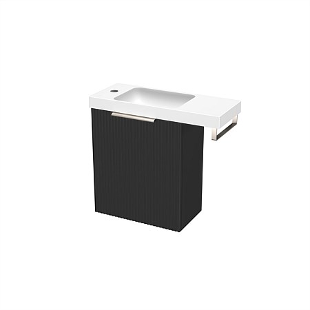 LeVivi Positano Vogue Extension 600mm Wall-hung Ensuite with Towel Rail & Right Hand Door Matt Black