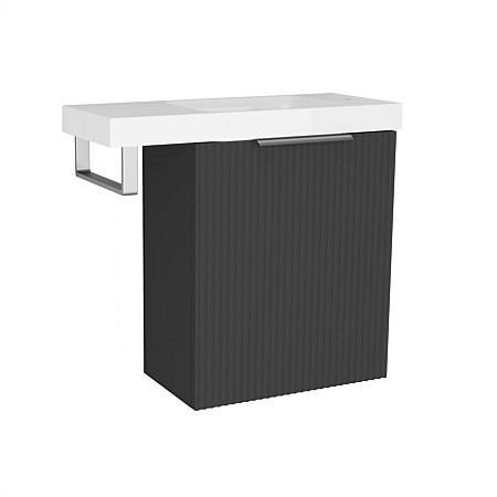 LeVivi Positano Vogue Extension 600mm Wall-hung Ensuite Vanity with Towel Rail & Left Hand Door Matt
