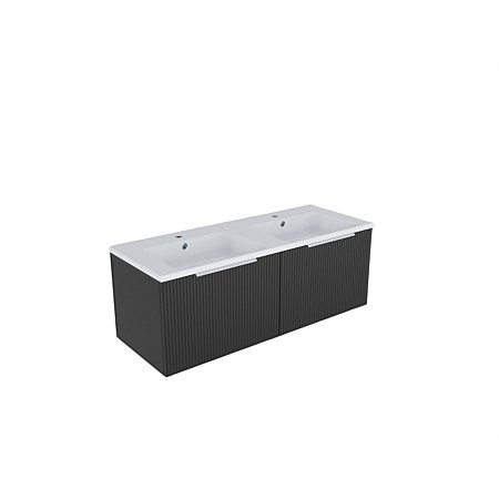 LeVivi Positano 1200mm Wall-hung Vanity with 2 Drawers & Double Bowl Matt Black