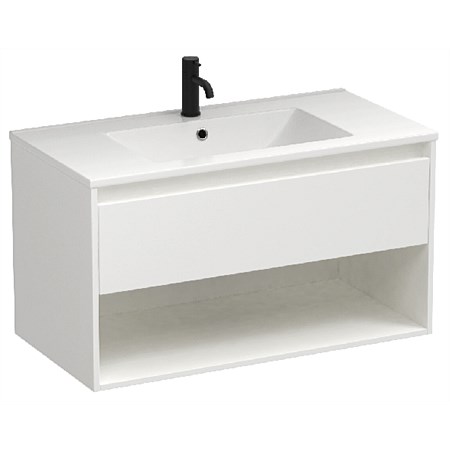 Progetto Prava 900 Wall-Hung Vanity With Open Shelf White
