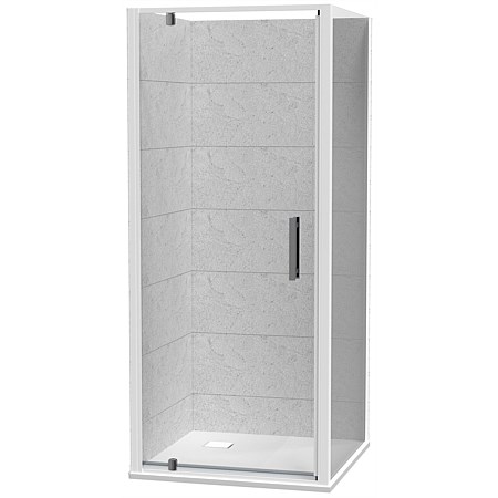 Athena Soul 900mm SlateForma Tile Shower 2 Wall Chalk/White