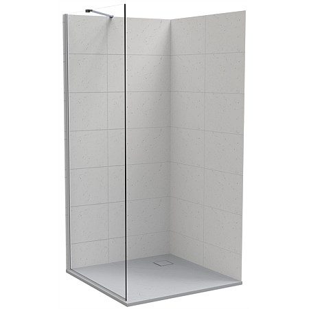 Athena SlateForma 2 Sided Shower Tray with Platinum Shower Screen 1000 x 1000mm