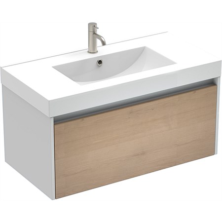 LeVivi Capri 900mm Wall-Hung Vanity White Ranfurly Oak