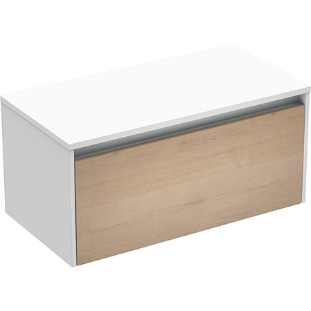 LeVivi Capri 900mm Solid Surface Wall-Hung Vanity White/Ranfurly Oak