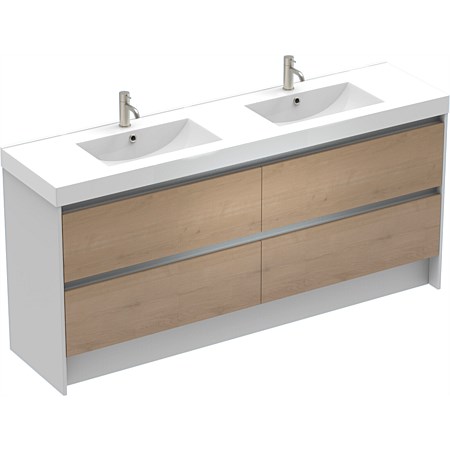 LeVivi Capri 1800mm Floor-standing Vanity White Ranfurly Oak 4 Drawer