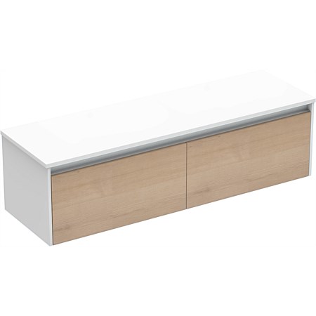 LeVivi Capri 1500mm Solid Surface Wall-Hung Vanity White Ranfurly Oak