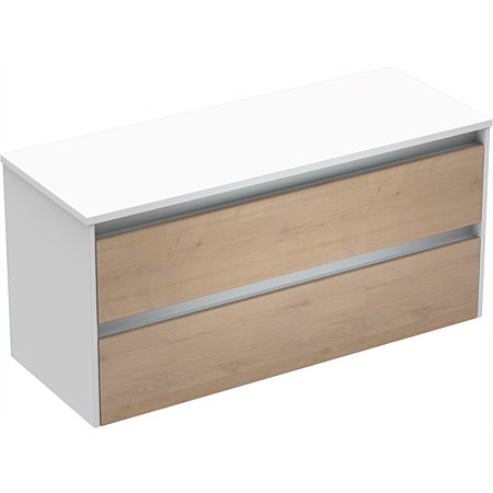 LeVivi Capri 1200mm Solid Surface Wall-Hung Vanity White Ranfurly Oak