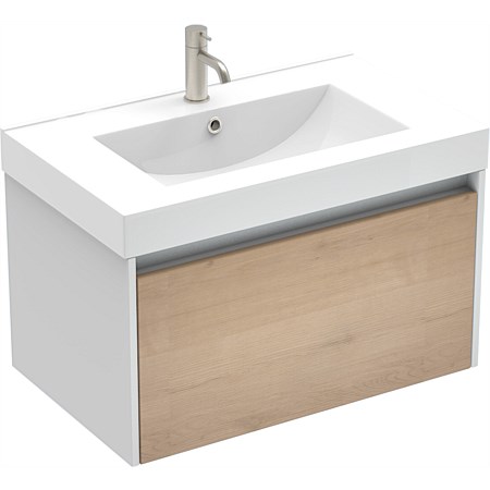 LeVivi Capri 750mm Wall-Hung Vanity White Ranfurly Oak