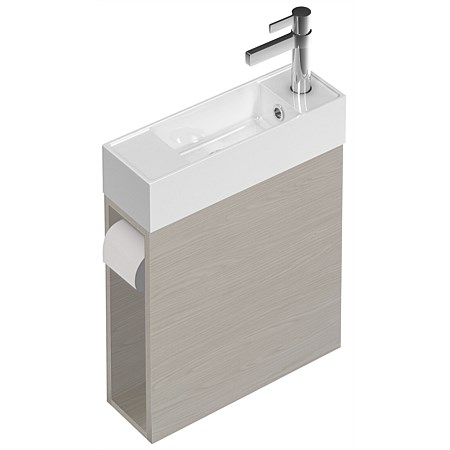 St Michel Spin Wall-Hung Vanity 450mm with Toilet Roll and Towel Hook White