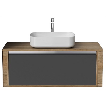 St Michel City 50 Wall-to-Wall Wall-Hung 1100mm Vanity Woodgrain with Cala Basin