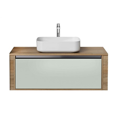 St Michel City 50 Wall-to-Wall Wall-Hung 1100mm Vanity Woodgrain with Cala Basin