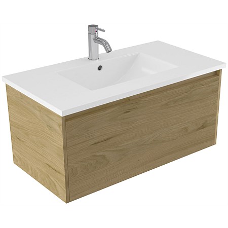 Elementi Sienna 900mm Vitreous China Wall-Hung Vanity French Oak Velvet