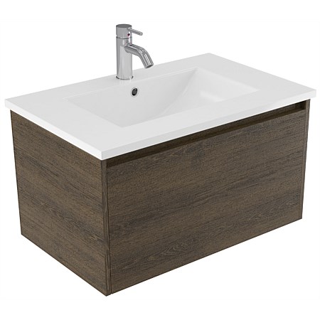 Elementi Sienna 750mm Vitreous China Wall-Hung Vanity Smokey Oak Timberland