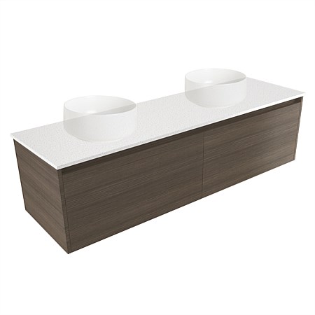 Elementi Sienna 1500mm Double Wall-Hung Vanity Charred Oak