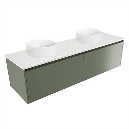 Elementi Sienna 1500mm Double Wall-Hung Vanity Green Slate