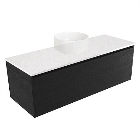 Elementi Sienna 1200mm Wall-Hung Vanity Motion Elestone Flat Top Black Timberland