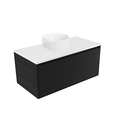 Elementi Sienna 900mm Wall-Hung Vanity Motion Elestone Flat Top Black Timberland
