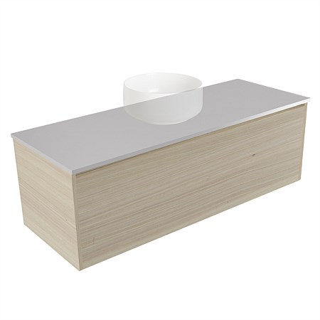 Elementi Sienna 1200mm Wall-Hung Vanity Moonlight Elestone Flat Top Seasoned Oak